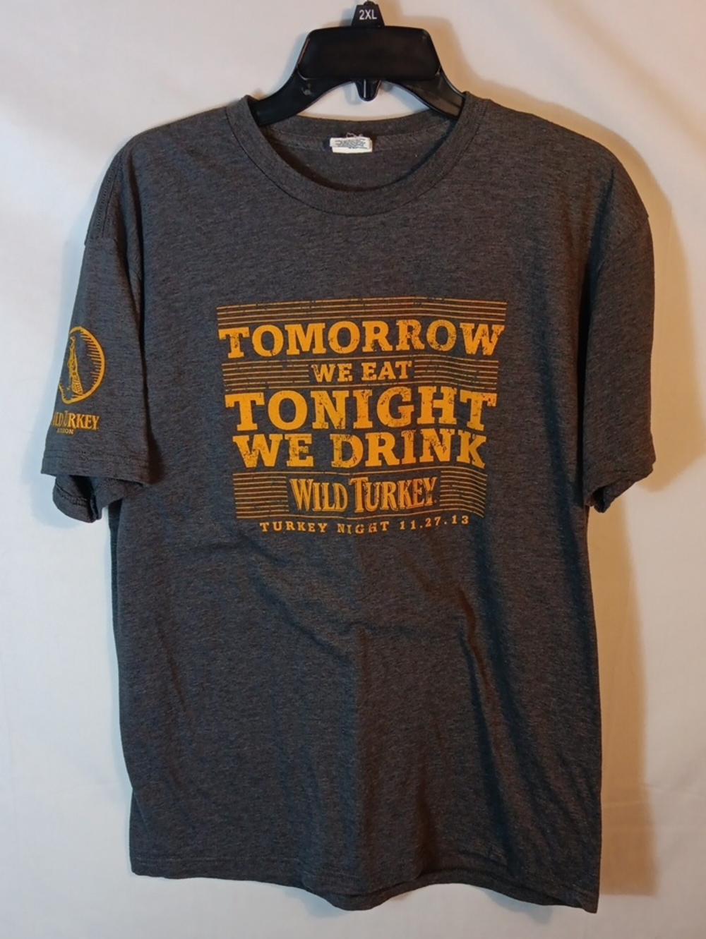 Men's Gray Graphic Tee - 'Tomorrow We Eat, Tonight We Drink'
